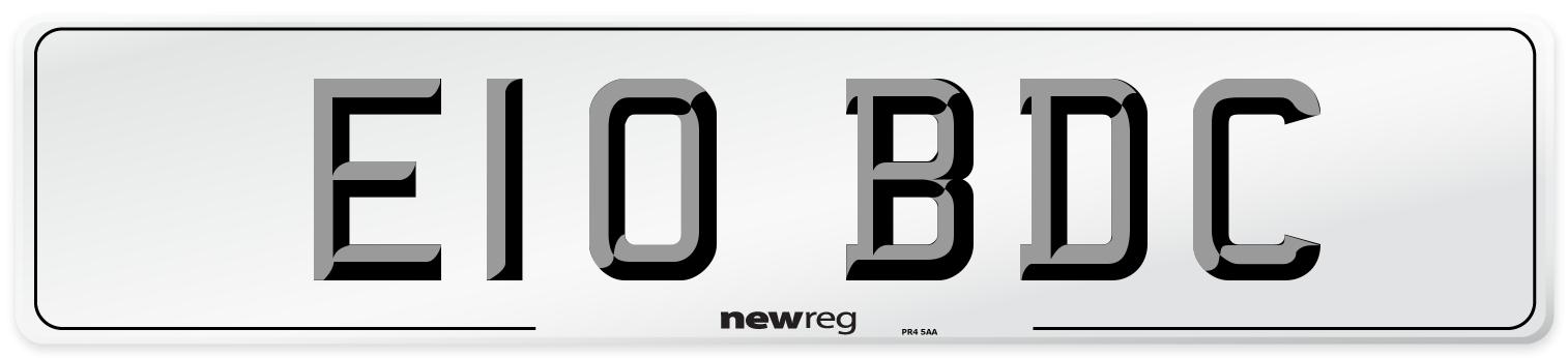 E10 BDC Number Plate from New Reg